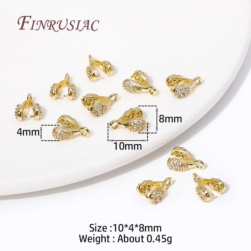 Multi Types 18K Gold Plated Inlaid Zircon Beila For Pendants,Pinch Clip Bails For Crystal Agate Jewelry Making,Pendant Connector