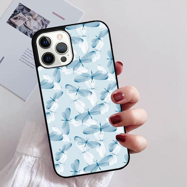 Luxury Dragonfly Phone Case for iPhone 11 12 13 14 Pro Max Mini XR XS SE 2020 6 7 8 Plus Samsung S21 S22 Coque Fundas