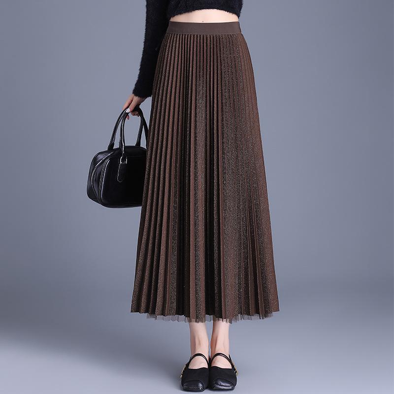 

Элегантная юбка из плиссированной шелковой сетки с высокой талией – двухсторонняя универсальная модная юбка для женщин One Size