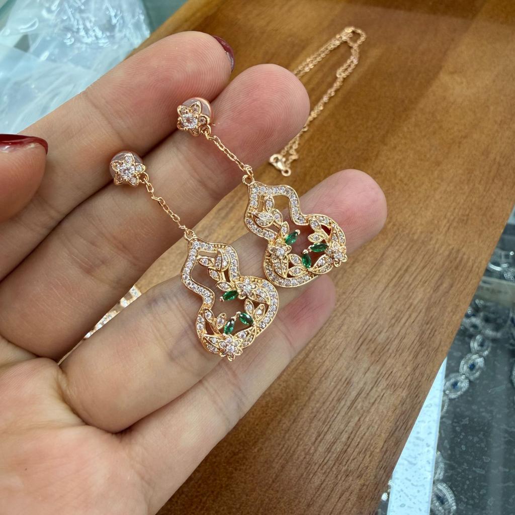 Medieval Style Flower Vine Red Lace Gourd Necklace Ruyi Hollow Collarbone Chain Hair Ruyi National Style