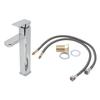 Basin Faucet Bathroom Face Wash Square Hot Cold Stainless Steel Chrome Plated Single Hole