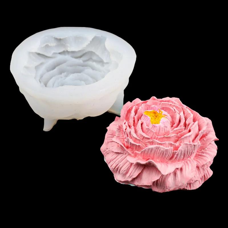 Large Peony Lotus Candle Mold DIY Handmade Soap Paste Silicone Mold Candle Making Supplies Fondant Cake Chocolate Decoration