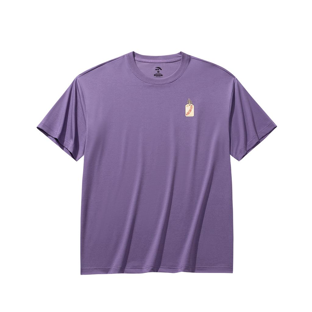 Anta Lifestyle Series Short Sleeve Knitted Shirt Summer T-Shirt Unisex tops Crystal-Purple 972628112-1