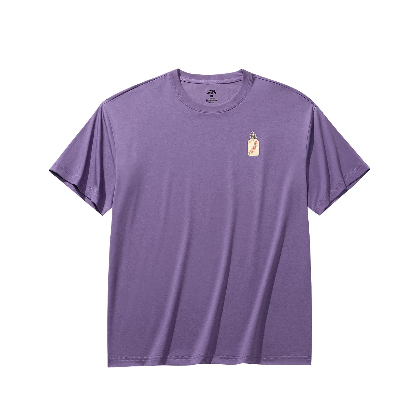 

Anta Lifestyle Series Short Sleeve Knitted Shirt Summer T-Shirt Unisex tops Crystal-Purple 972628112-1 XS
