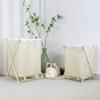 Foldable Fabric Laundry Basket with Iron Frame for Dorm and Bathroom