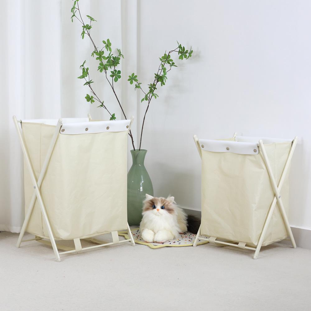 Foldable Fabric Laundry Basket with Iron Frame for Dorm and Bathroom