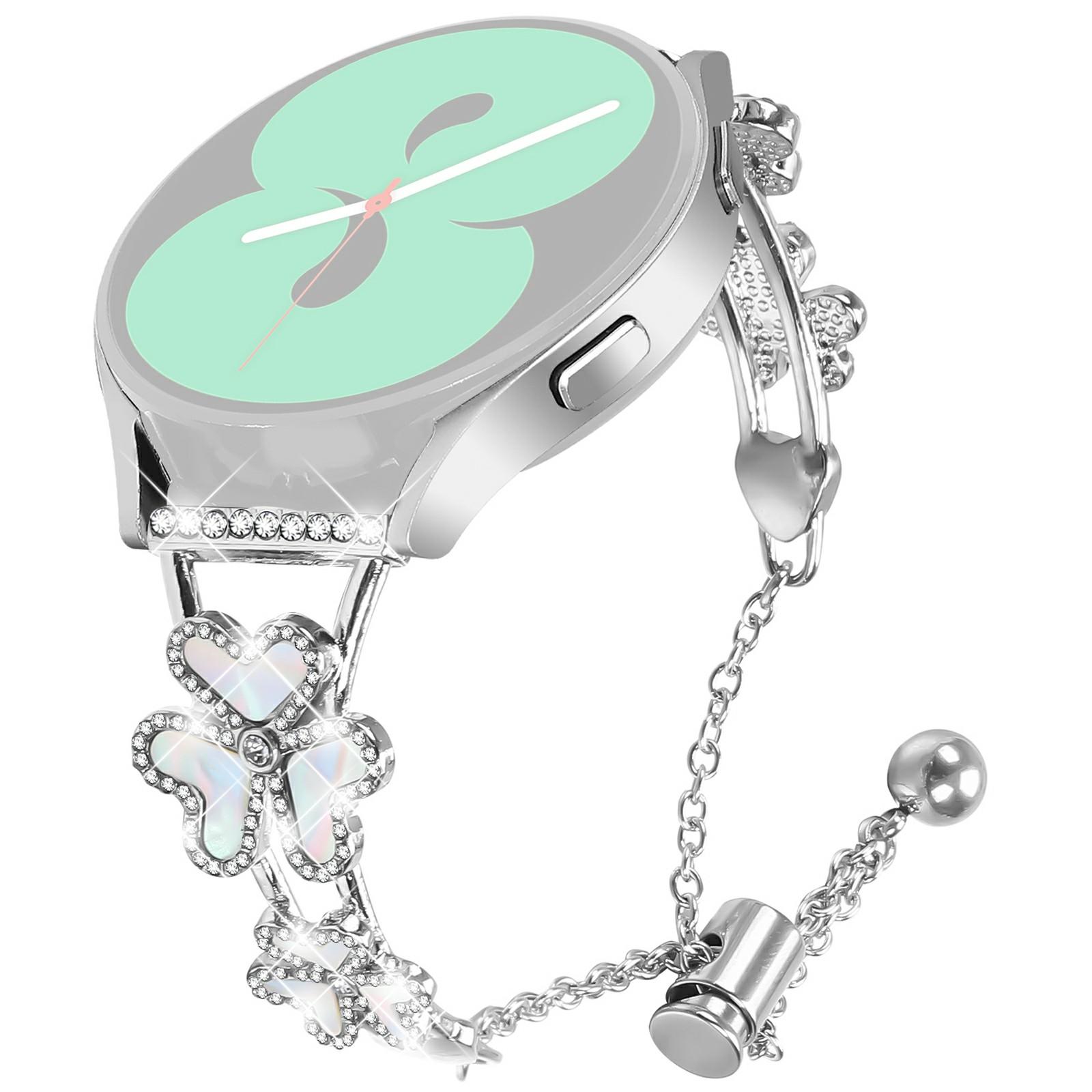 

Metal Band For Garmin Vivomove Trend/Venu Sq 2 Heart Clover Decor Watch Strap A
