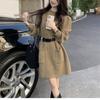 New French Style Petite Knit Dress for Women, Long Sleeve Loose Knit Base Dress for Fall Winter