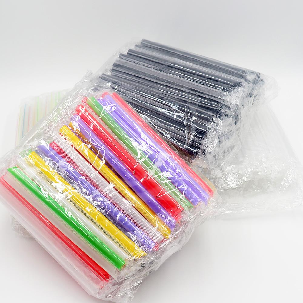 100pcs 190x11mm Big Milkshake Straws Bubble Boba Milk Tea Plastic Thick Straws Smoothie Cold Drinking Drinkware Bar Accessories