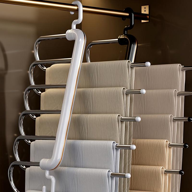 1pc Multi-layer Pants Hanger, Stainless Steel Rack, Save Space Storage and Organization for Wardrobe, Closet, Bedroom, Suitable for Pants,  Scarves