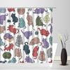 Cute Cat Shower Curtain Lovely Cartoon Funny Colorful Animal Pattern for Pet Kids Girls Fabric Bathroom Decor Curtains with Hook