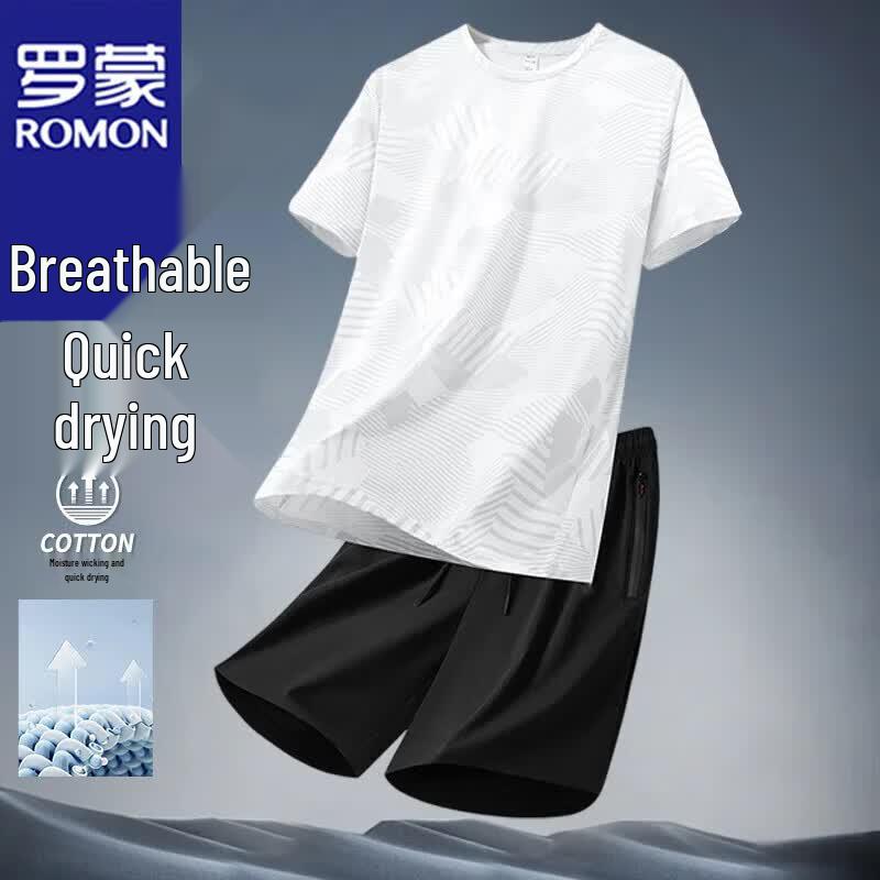 

ROMON Men s Ice Silk Short Sleeve & Shorts Sport Set XL