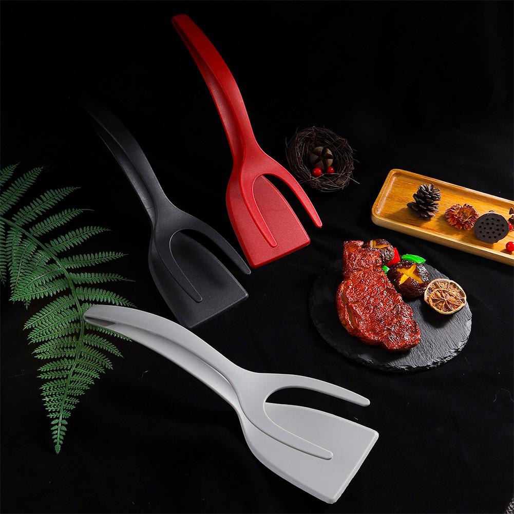 1/2Pcs Food Clip Multifunctional 2 In 1 Fried Egg Double Spatula Non-stick Barbecue Shovel Tongs Nylon for Food Grip and Flip