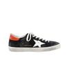 Superstar Blue Suede Orange Heel Tab Sneakers