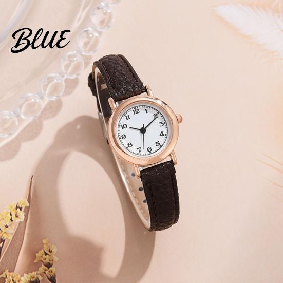 Lightweight Ladies Watch Women Round Dial with Faux Leather Strap