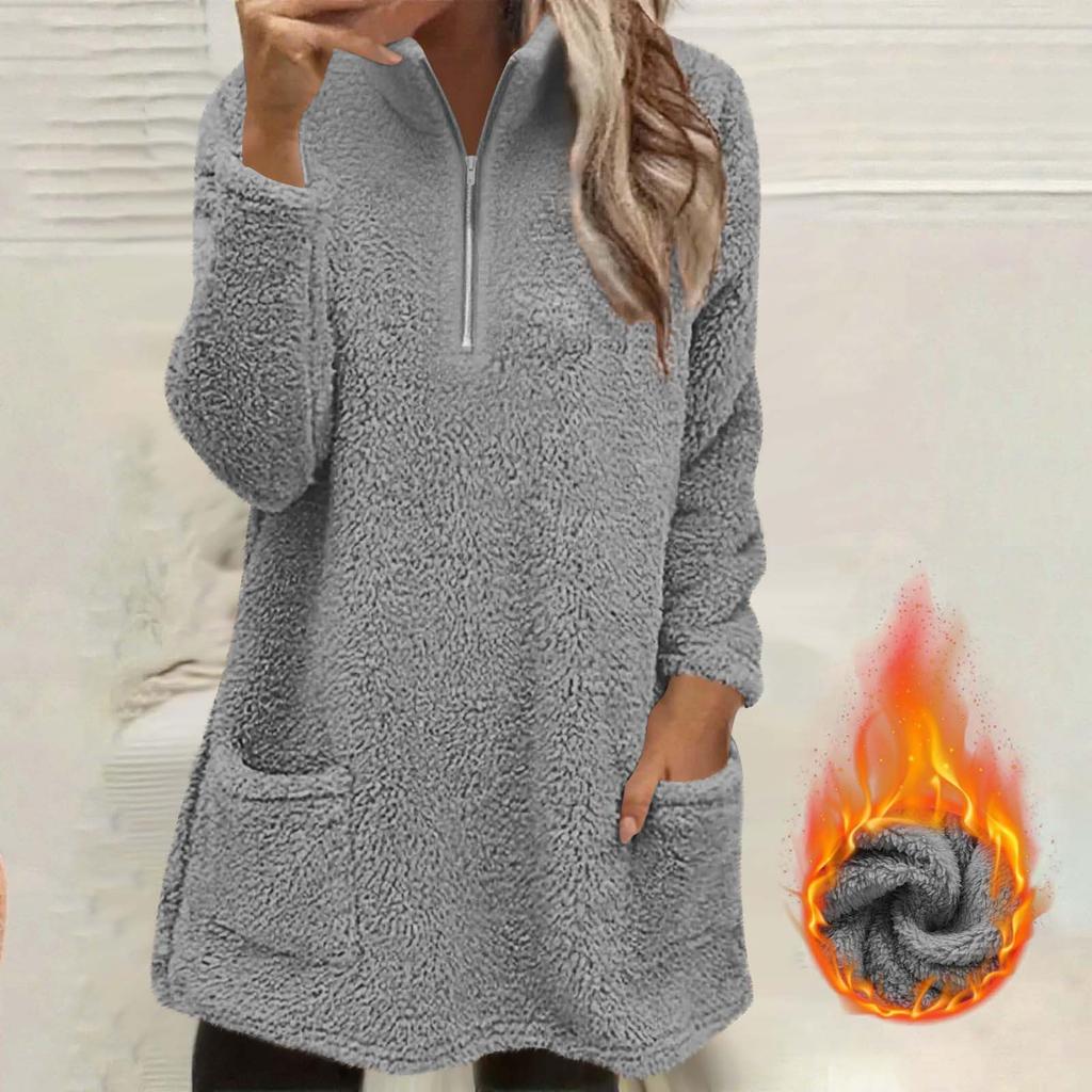 Sweatshirt for Women Stand Collar Cozy Pullover Soft Sweaters Fall Trendy Loose Tunic Tops