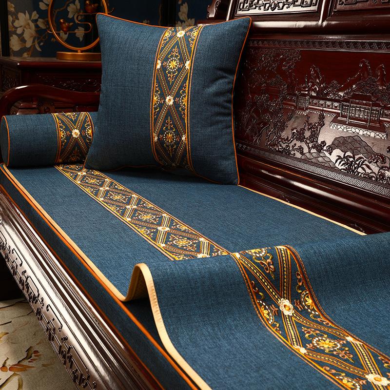 Chinese Wedding Mahogany Sofa Seat Cushion Cover Cloth Red Wedding Cover Towel Solid Wood Arhat Bed Sofa Cushion Cover