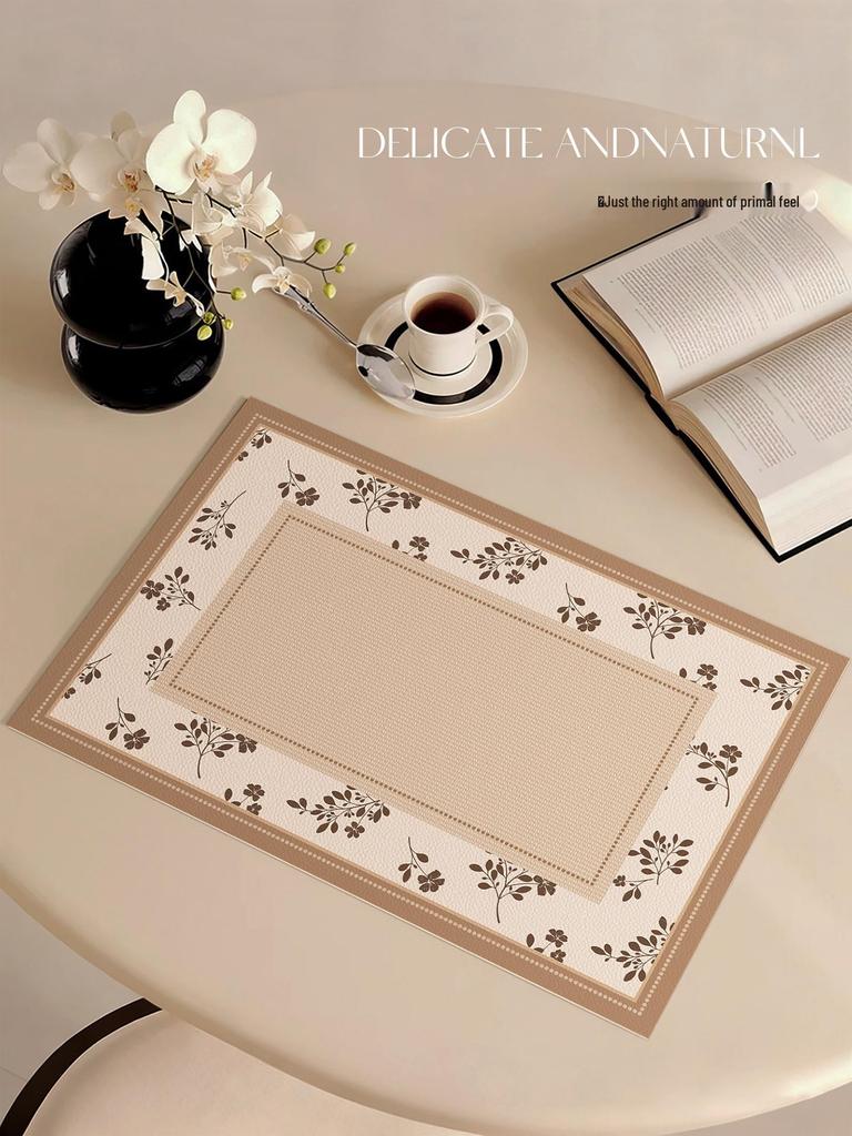 French Vintage PVC Placemat: Luxury Feel, Waterproof, Oil-Proof, Heat-Resistant, Wash-Free Coaster Pad.