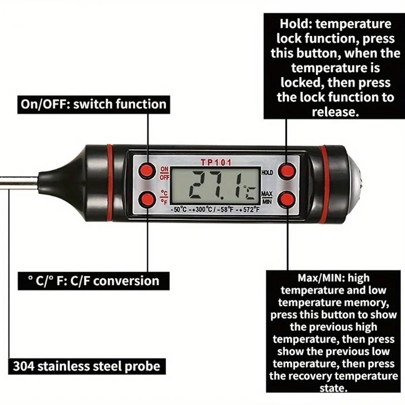 1ks teploměr na maso s okamžitým odečítáním, digitální teploměr se sondou, grilovací teploměr na mléko, kuchyňské potřeby