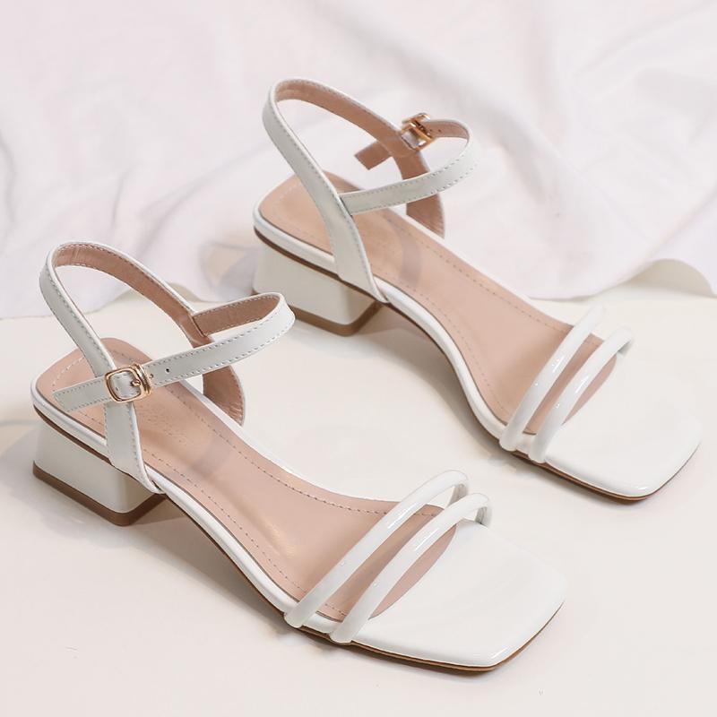 

Fashion double narrow band gladiator sandals women black/white med-high heels sandalias mujer ankle strap summer shoes woman sandales 34 абрикосовый