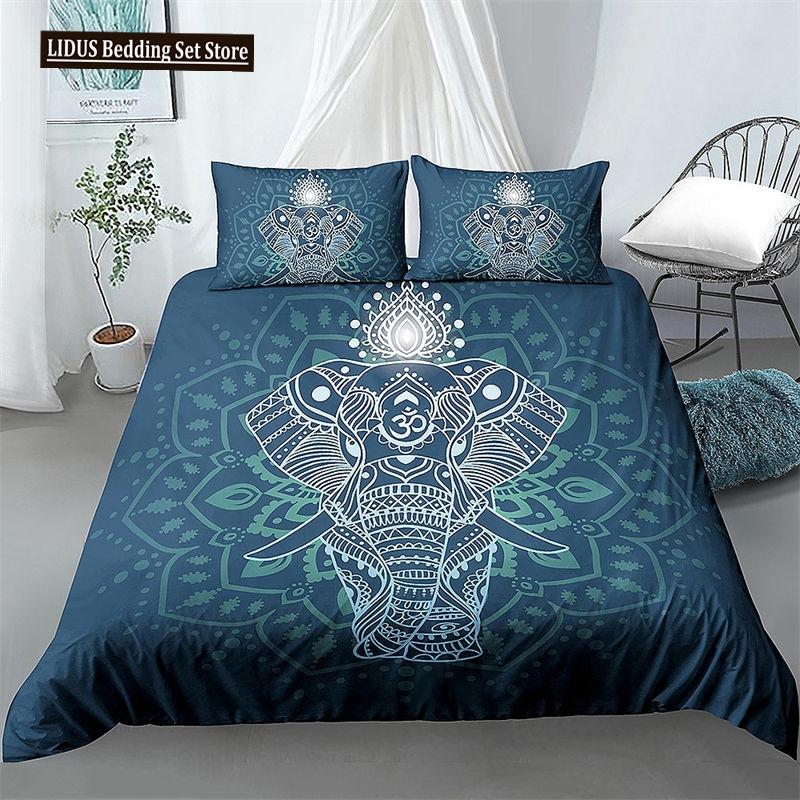 Elephant Bedding Sets Boho Style Luxury 3D Print For Kids Adults Teens Ganesha Duvet Cover Set Queen Size Polyester Bedding Set