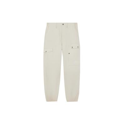 Li Ning Skateboard Series Solid Color Mid Waist Straight Leg Cuffed Knit Sports Pants Men Bottoms Oatmeal-Gray AKXT201-1