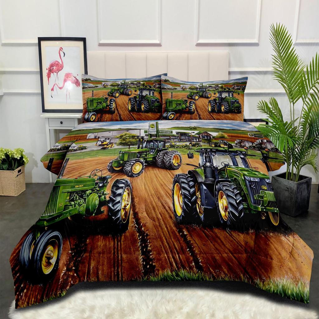 Construction Vehicle Kids' Bedding Set - Plush Quilt Cover 3-piece Set