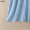 ZANZEA Summer Women Short Sleeve Front Lace Splicing Casual Long Maix Dress