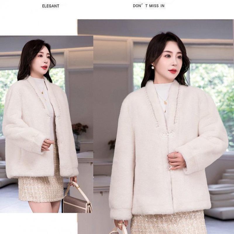 Stylish Winter Mink Velvet Fur Coat for Middle-Aged and Elderly Women