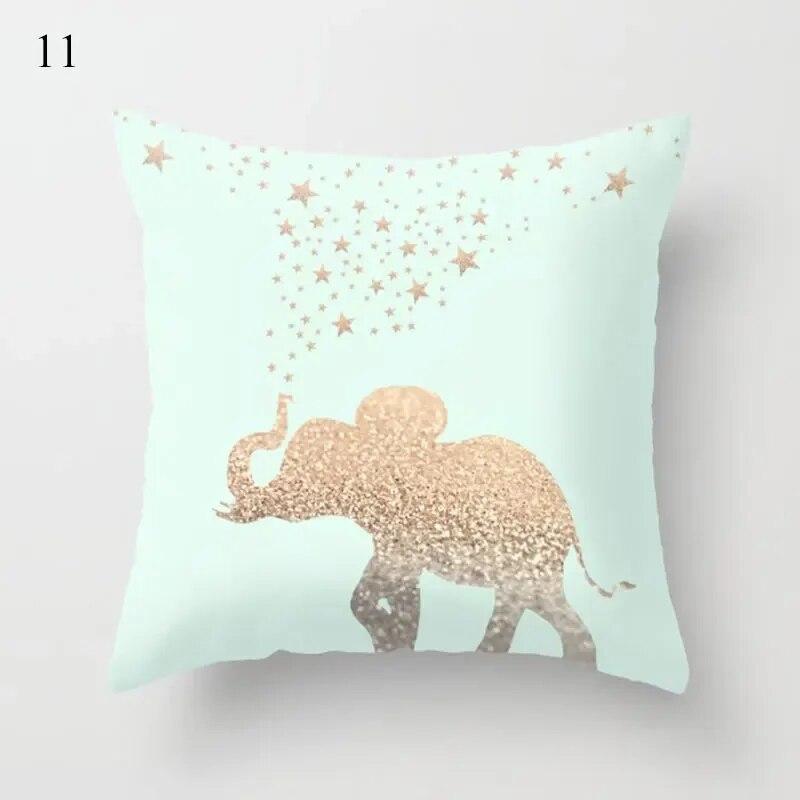 45x45cm Fresh Mint Green Geometric Animal Love Pillowcase Comfortable Sofa Car Seat Cushion Cover Room Aesthetic Home Decor
