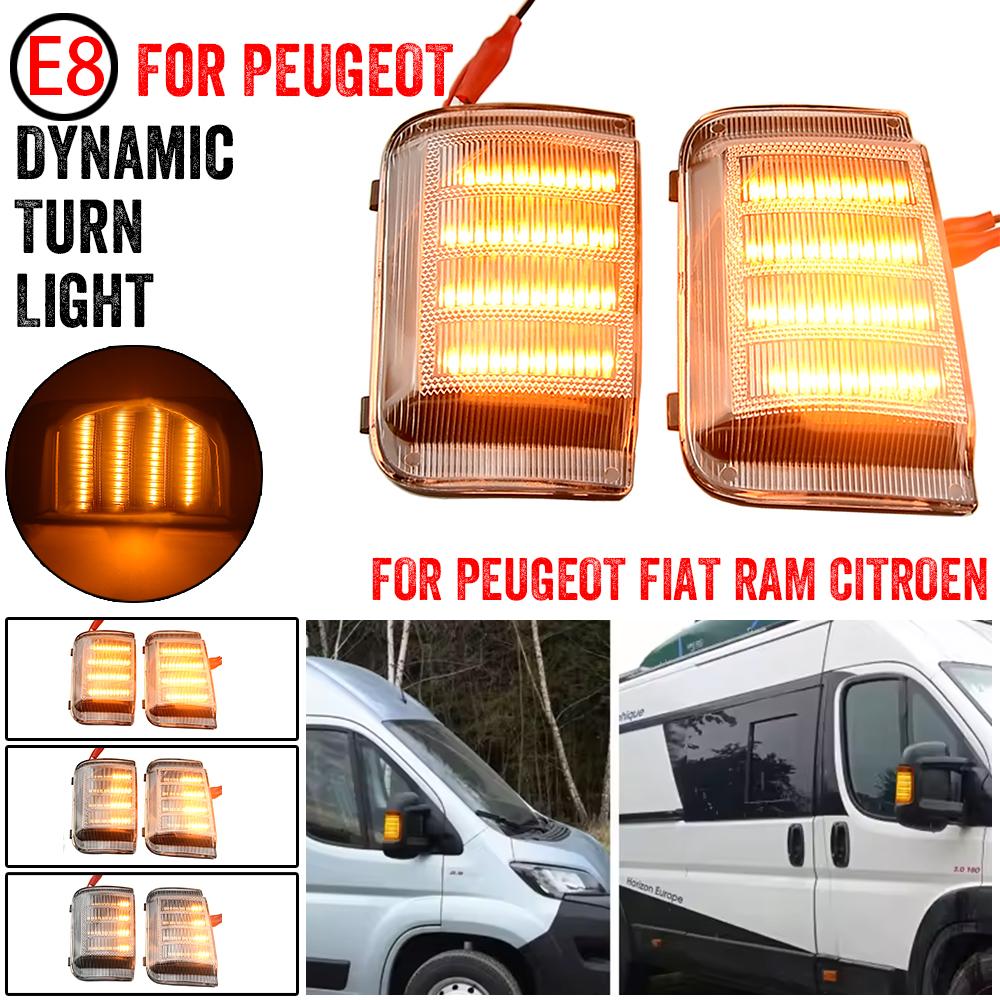 2 τμχ Δυναμικός Καθρέφτης για Peugeot Boxer Fiat Ducato Citroen Jumper RELAY RAM PROMASTER Φως LED Φλας Ενδεικτικό Στροφής