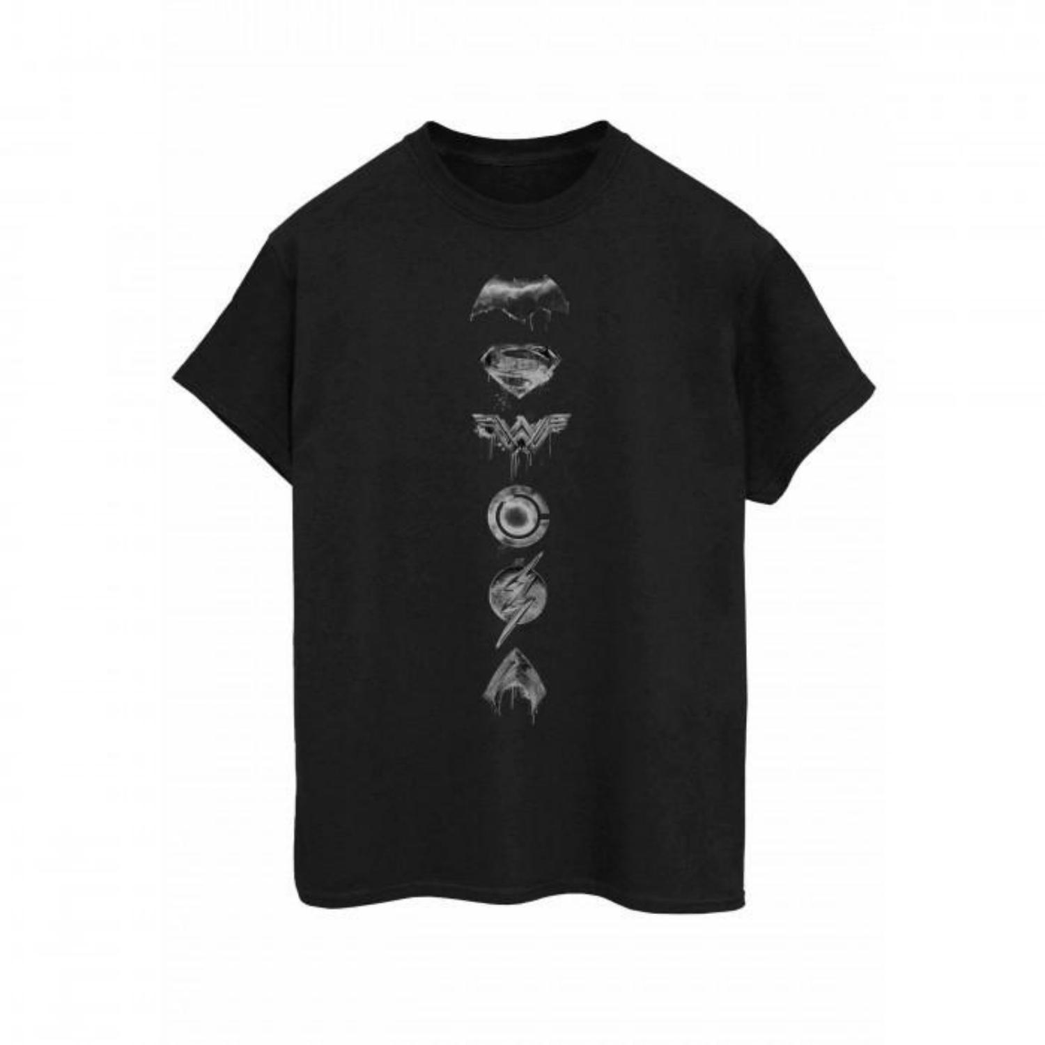 Justice League Mens Spray Logo Cotton T-Shirt S чёрный