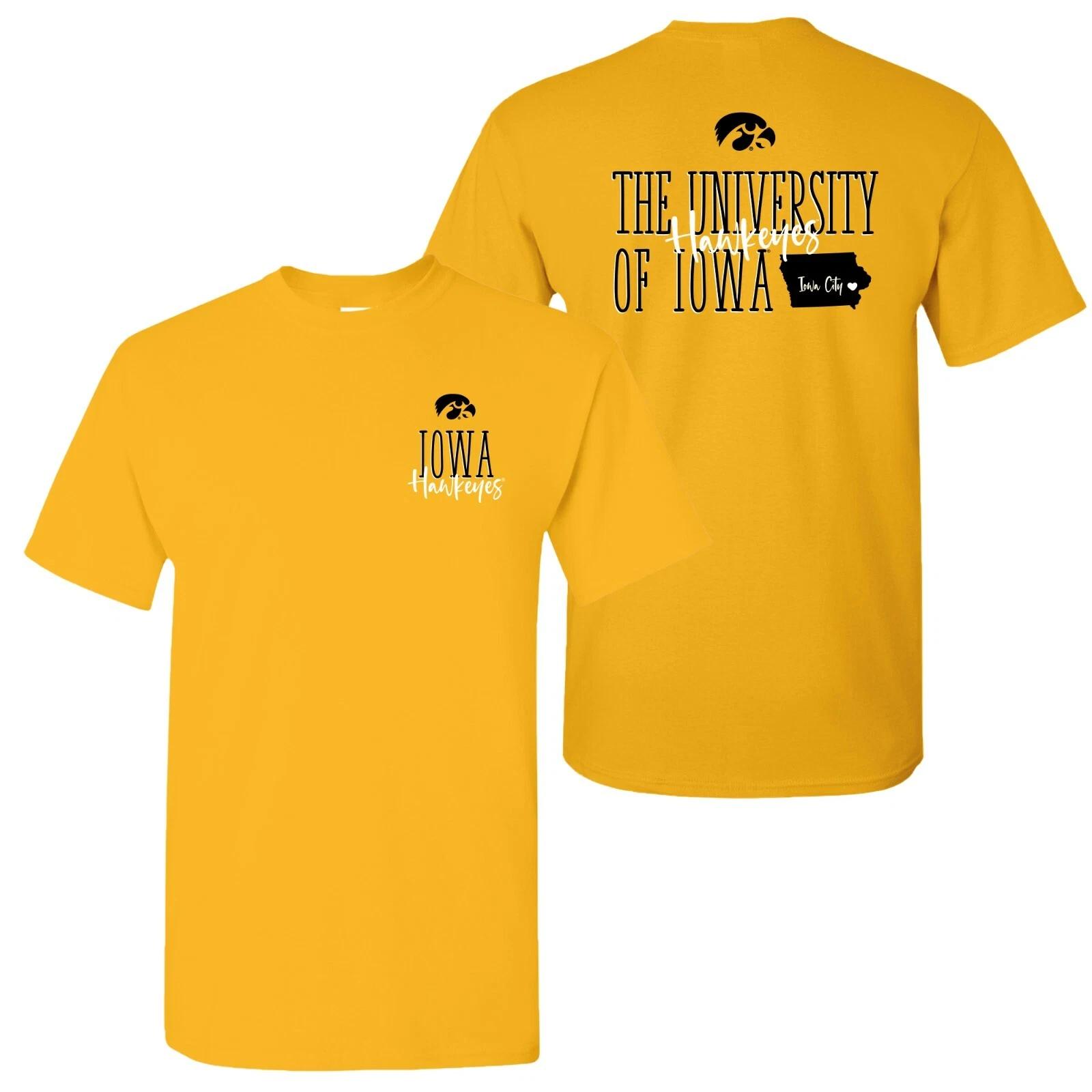 Iowa Hawkeyes Tall Type Tag T-Shirt - Gold XL
