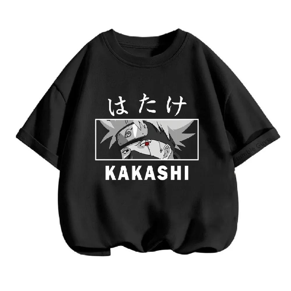 

3-14 Years Kids Clothes Narutos Tshirt Boys T-Shirt Girls Cartoon Tees Summer Anime Teen Short Sleeve Tops Kakashi Clothing XL