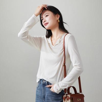 SOFSIL Women's Half-Open Collar Long Sleeve T-Shirt