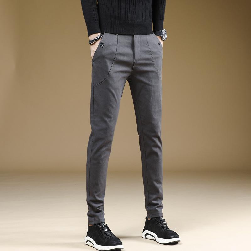 Spring And Autumn New Versatile Casual Pants Fashionable Business Straight Leg Small Foot Slim Fit Elastic Men'S Casual Sports Pants