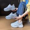 Frühling und Herbst Ultraleichte Dad-Schuhe Dicke Sohle Schnürung Mesh Farbpassend Erhöhte Sneaker Lässig
