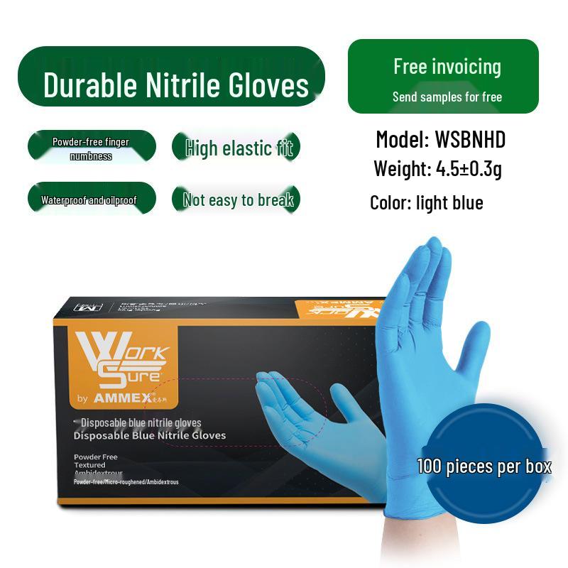 

Перчатки нитриловые утолщенные Aimasiting синие - Одноразовые, Пищевые, Защитные и Прочные.