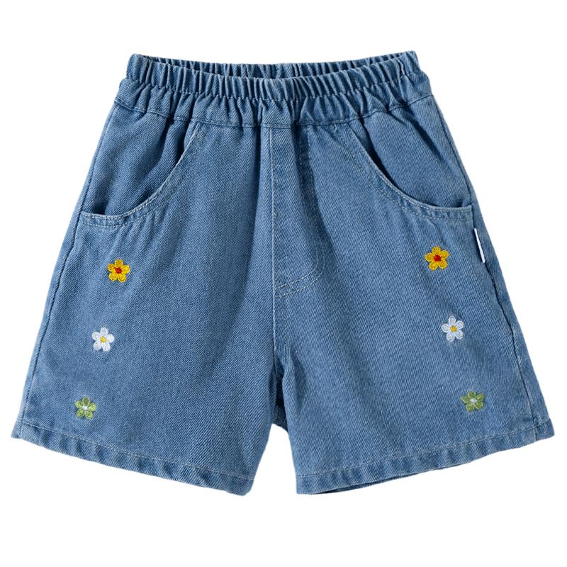 Beibeiyi Girls  Summer Embroidered Denim Shorts 140