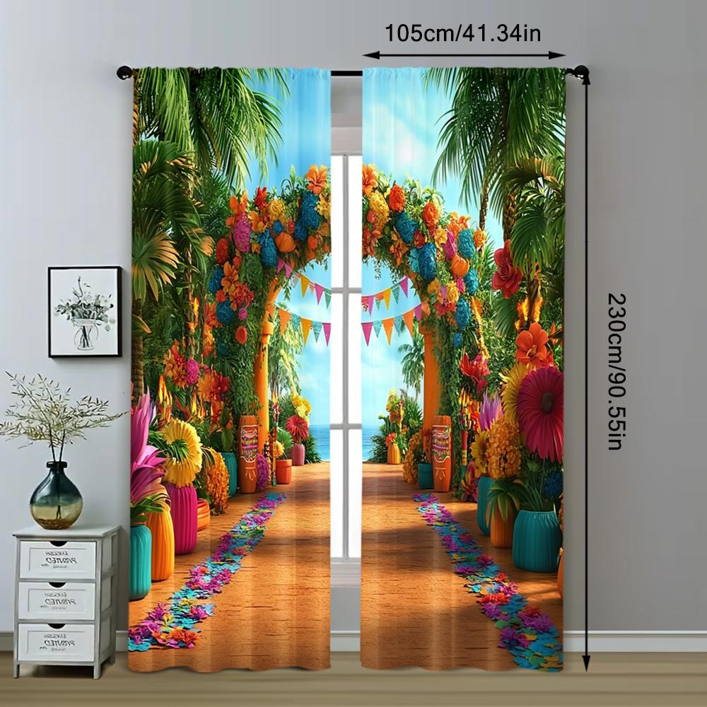2pc,  Party Curtain Mexican Carnival Machine Washable Fabric,Without Electricity Birthday Party Suitable for Parties and