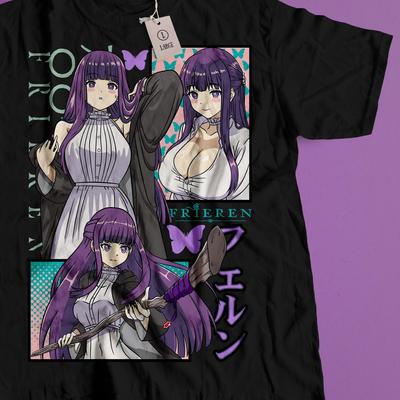 Frieren Shirt, Frieren Beyond Journey’s End Anime Tee, Vintage Manga Graphic T Shirt, Fantasy Anime Streetwear Retro Adventure Anime