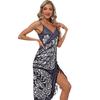 Butterfly Print Spaghetti Strap Sun Protection Beach Cover-up Dress with Lace-Up Back