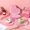 Nuogo 2 Pcs Heart Shaped Dinner Plates 6.8'' Valentine's Serving Tray Unbreakable Ceramic-like Heart Shaped Plates for Dessert, Appetizer, Salad,