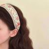 Hand-Made Cotton Linen Hairband Intricate Embroidery Blossom Design Adjustable Wide Band Unisex Hair Accessory