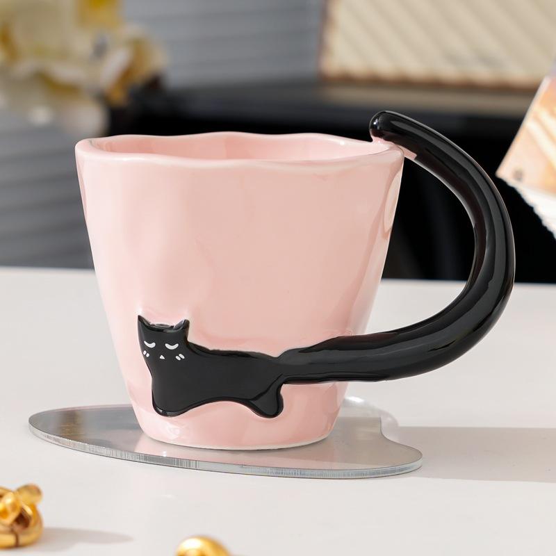 Простая стильная кружка для кошек Высокая ценность Милая кружка для завтрака Керамическая Персонализированный сувенир Милая кружка для питья 300ml