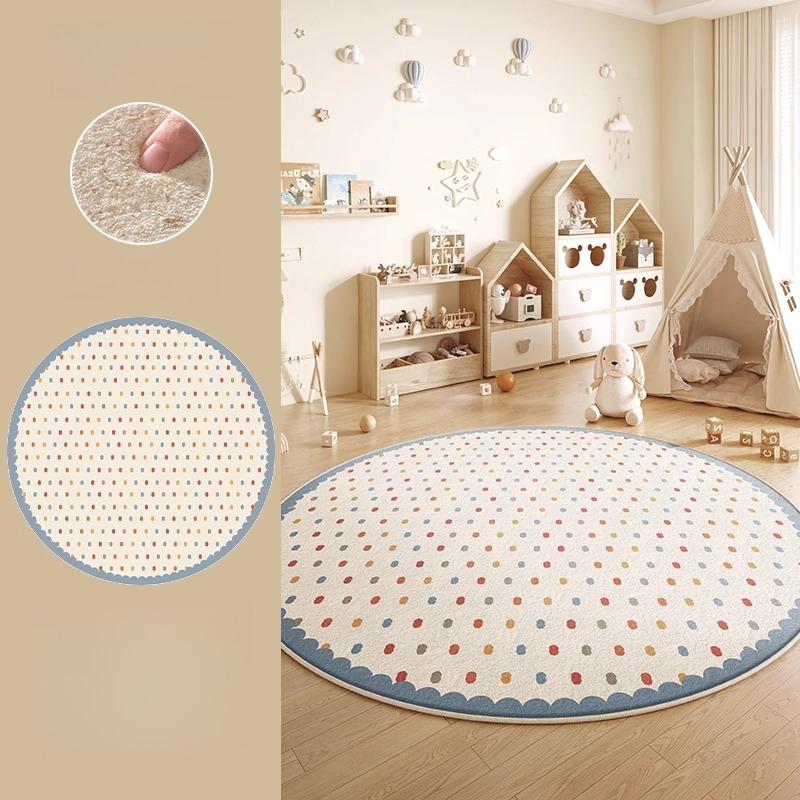 Cartoon Style Bedroom Decor Round Carpet Animal Pattern Carpets for Living Room Thick Plush Children‘s Floor Mat Fluffy Soft Rug