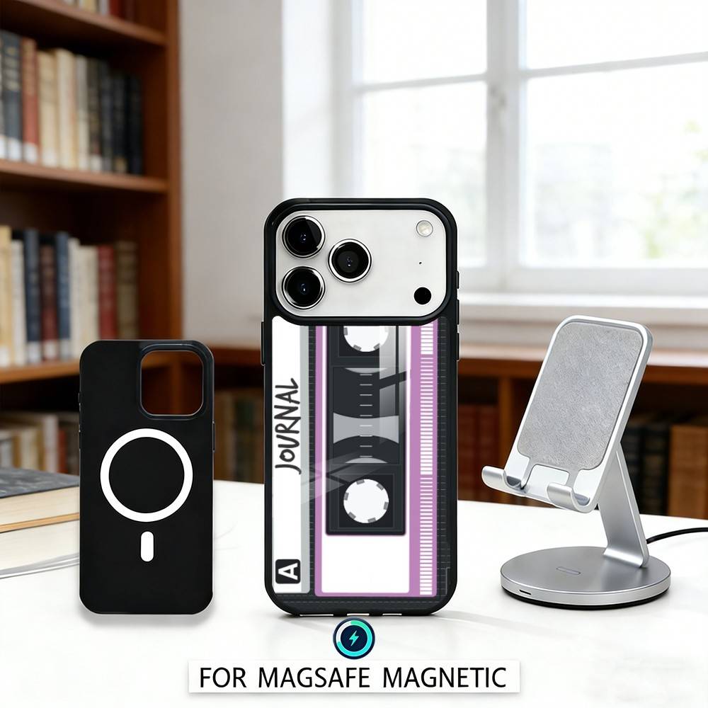 R-Retro C-Cassette t-tape Phone Case For iPhone 17,16,15,14,13,12,Pro,Max For Magsafe Magnetic Wireless Charging