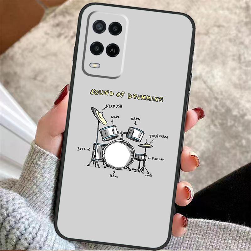 Musical Instrument Drum Case For Oppo A40 A16 A76 A96 A60 A98 A58 A78 A18 A38 A80 A77 A57 A17 A74 A54 A94 A15 A5 Pro