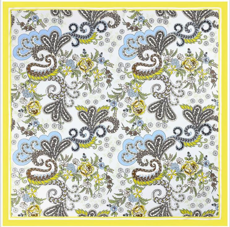 

130cm Silk Scarf Women Cashew Print Stoles Square Scarves Wraps Large Bandana Kerchief Hijabs Female Silk Foulards 130x130cm