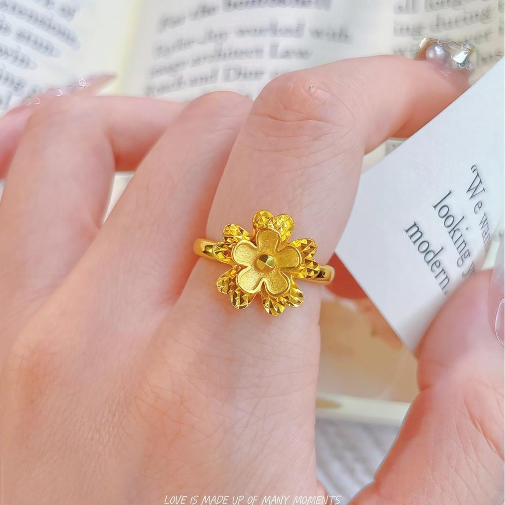 Women's Gold-Plated Peach Blossom Double-Layer Open Ring